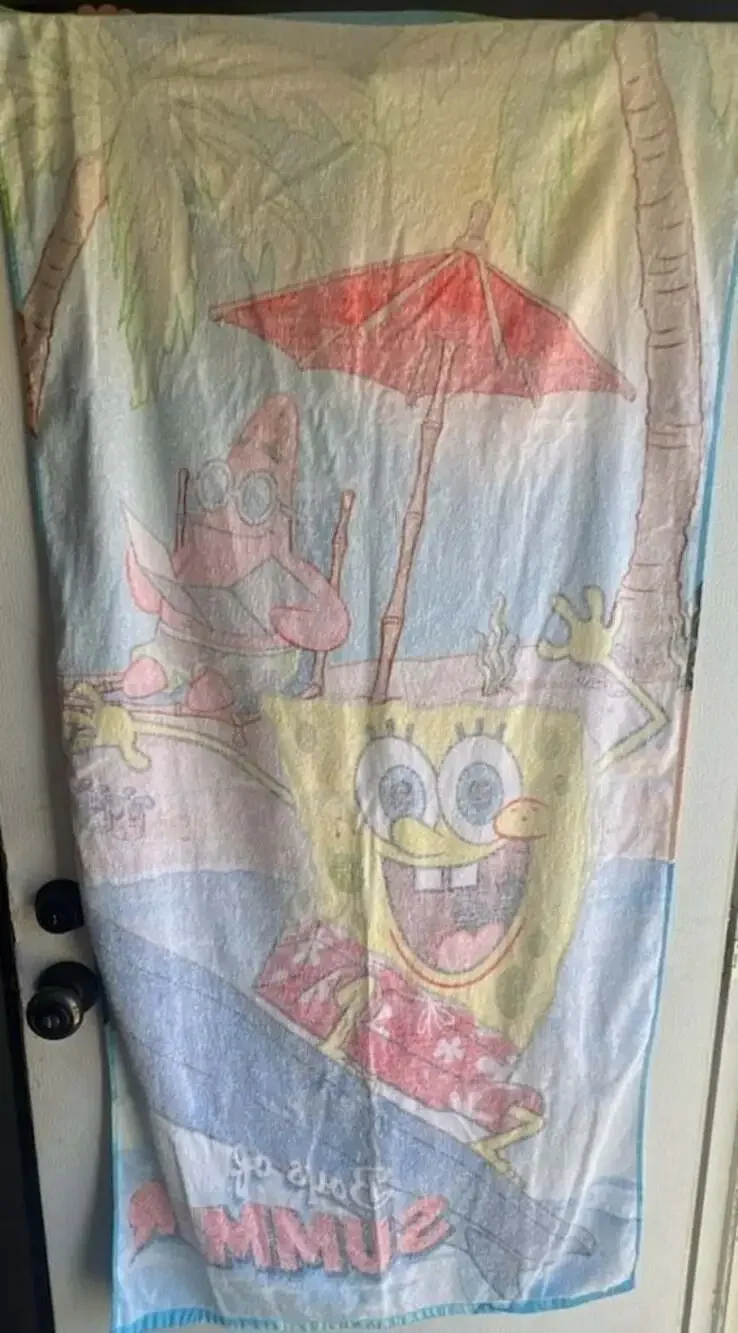 Vintage Nickelodeon SpongeBob SquarePants and Patrick Boys of Summer Beach Towel